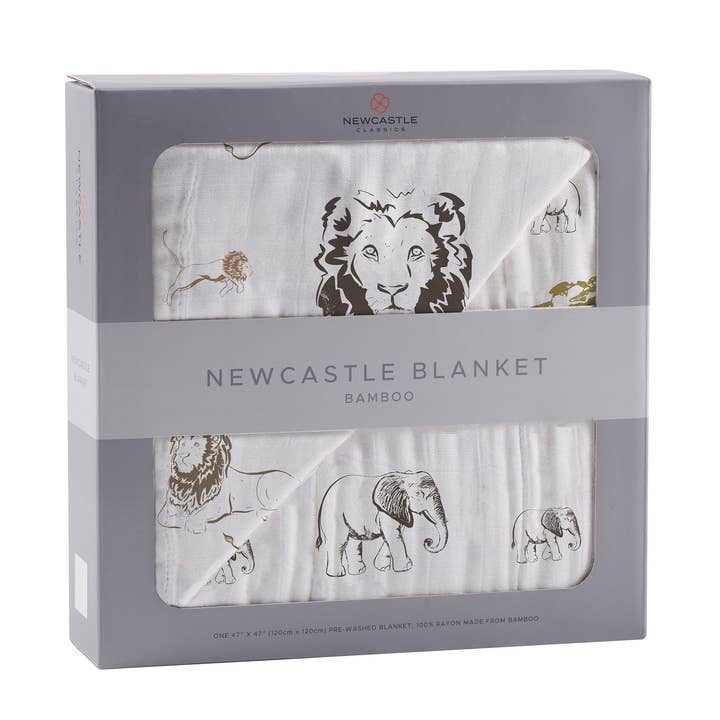 Newcastle Classics - Wholesale Bedding Blanket - Kids & Baby - Hear Me Roar Lion and Rhinos and Elephants Newcastle Blanket