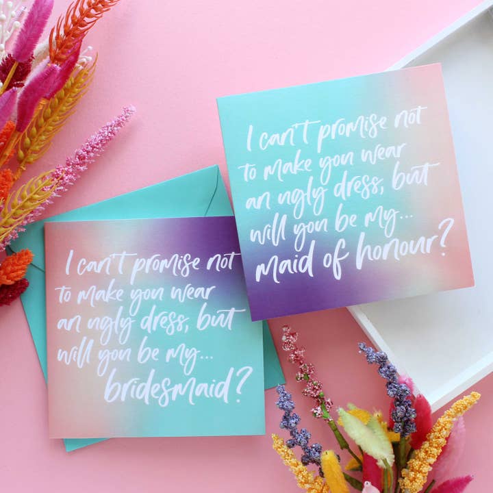 Purple Tree Designs - Wholesale Wedding Card - Make you wear an ugly dress bridesmaid proposal card