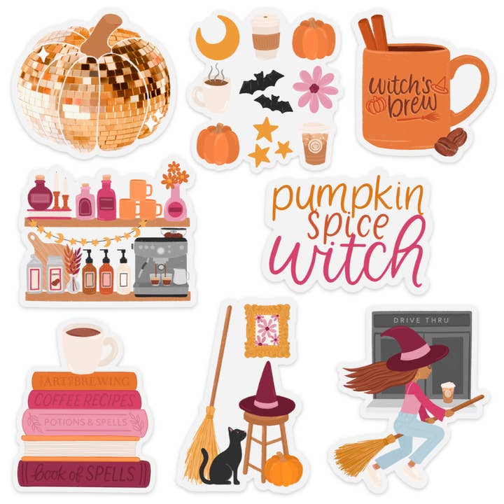 Elyse Breanne Design - Wholesale Sticker - Clear Disco Ball Pumpkin Sticker, 2.9x2.9 in. | Fall2