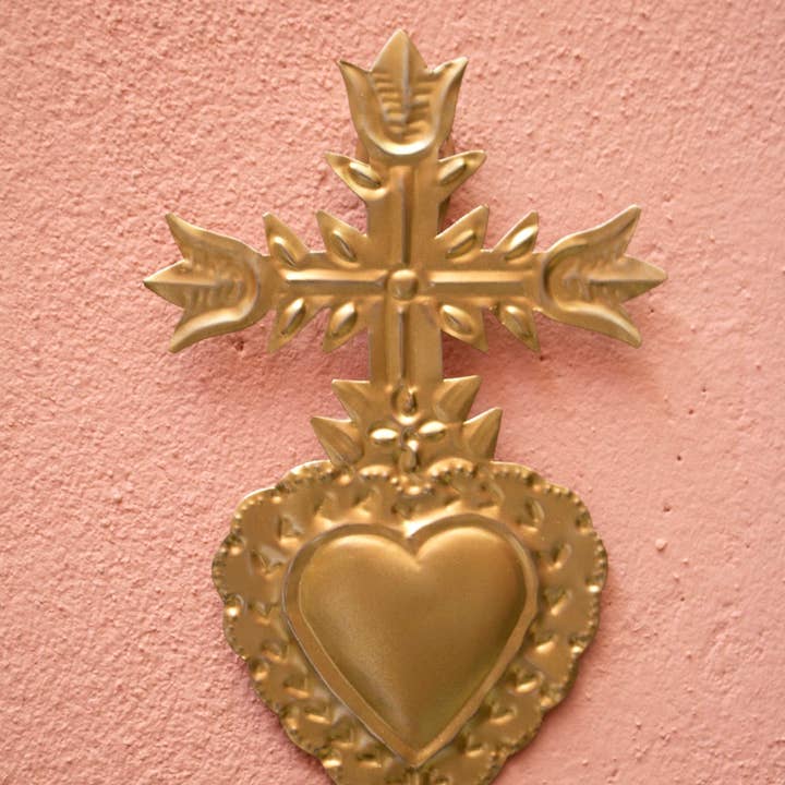 P.I. Project France - Wholesale Wall Accent - Golden Mexican Sacred Hearts - Ex-voto milagros2