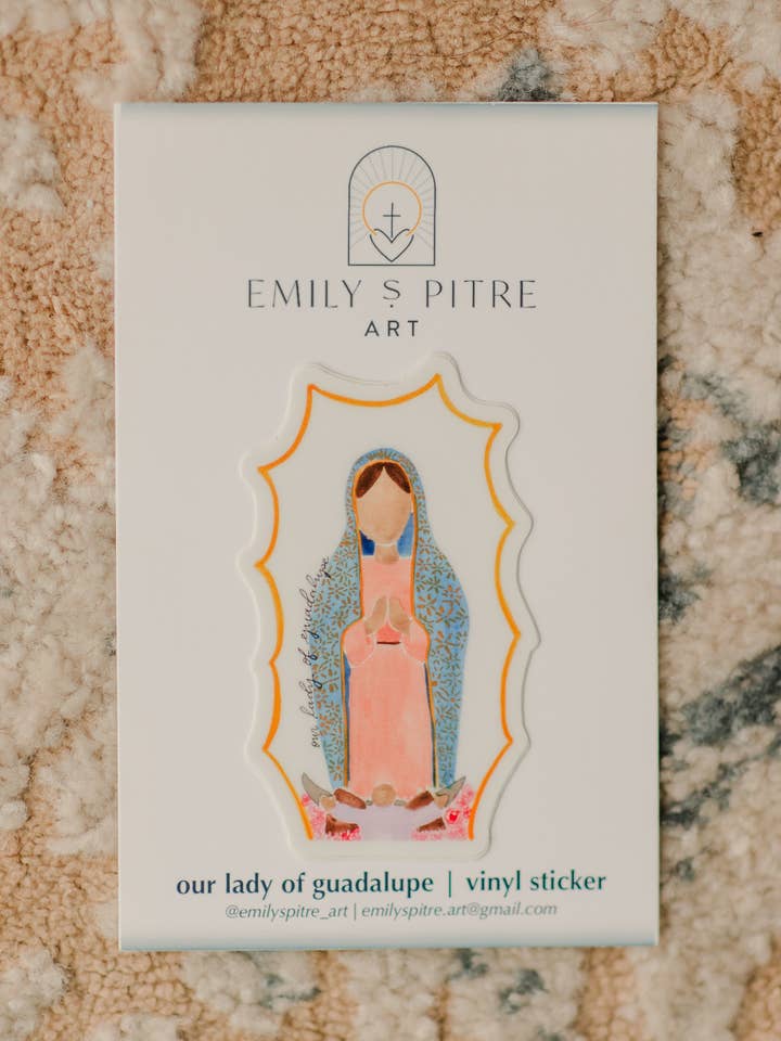 Our Lady of Guadalupe Sticker for wholesale by Emily S Pitre Art