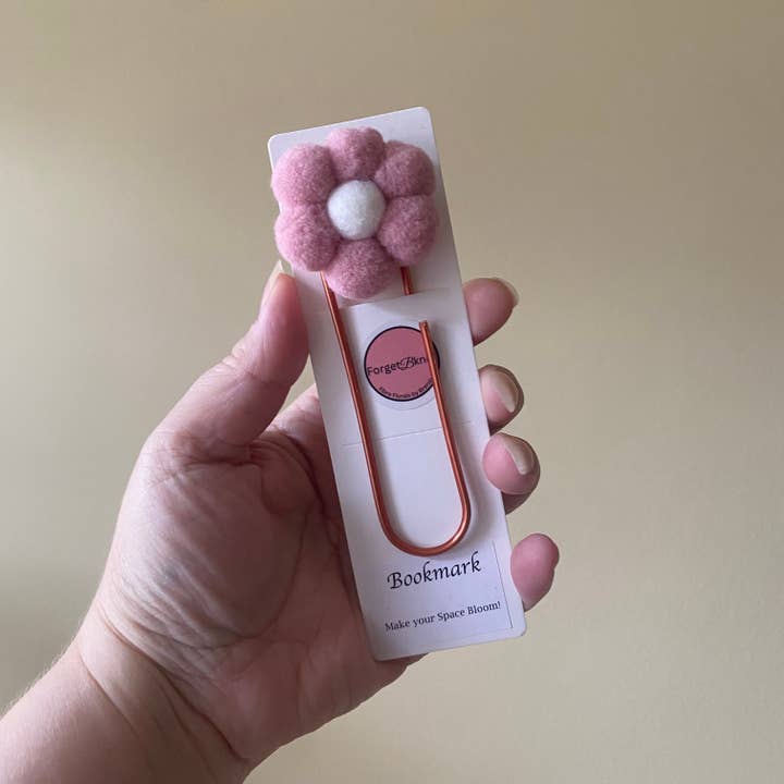 ForgetBKnot - Wholesale Bookmark - Flower Bookmark/ Oversized Paper Clip/ Pompom & Felt Flower 6