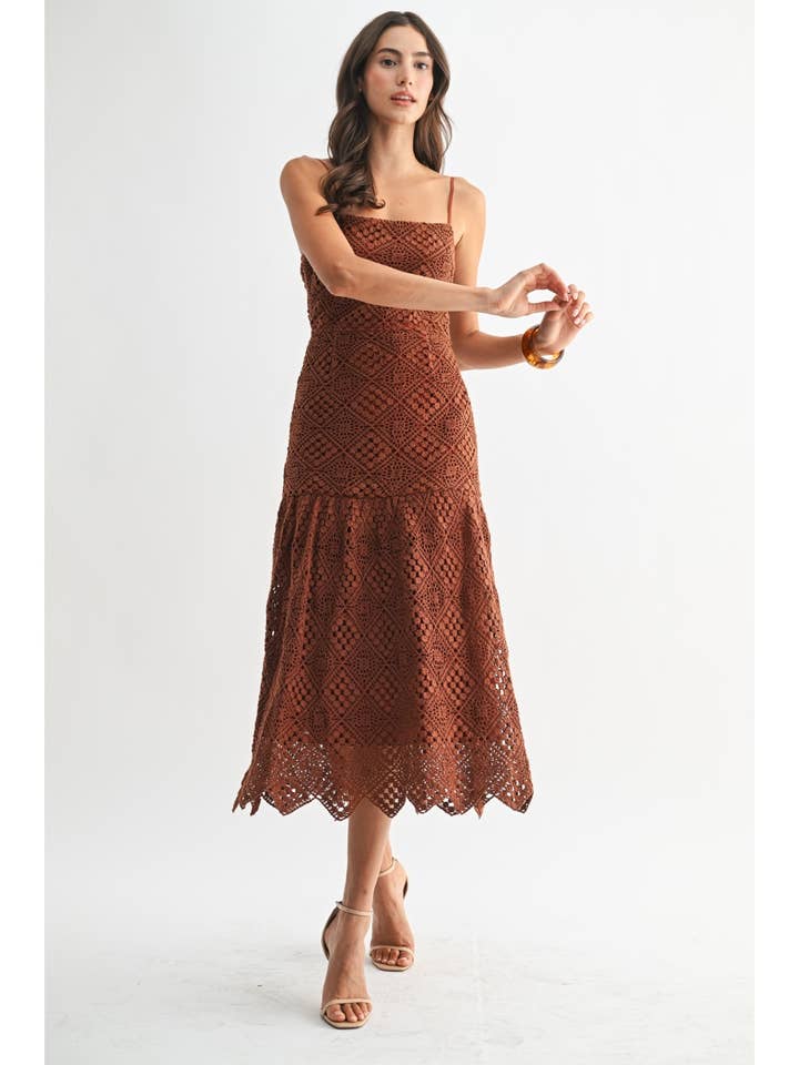HANDCRAFTED CROCHET MIDI DRESS for wholesale by Camellia