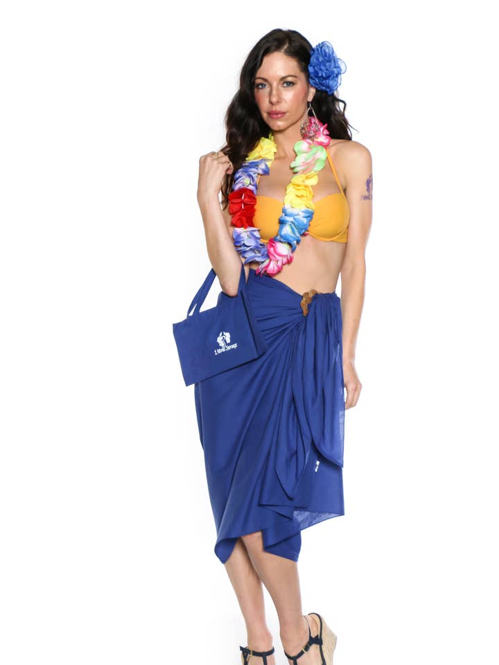Sarong aus Baumwolle in Königsblau mit gratis Sarong-Tasche für den Großhandel von 1 World Sarongs