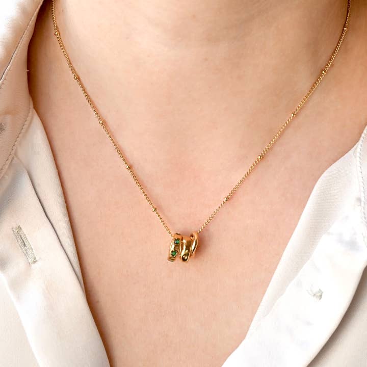 Blueyejewelry - Wholesale Pendant/Charm Necklace - Mixed Rings Necklace - Gold Ring Holder Diamond Necklace