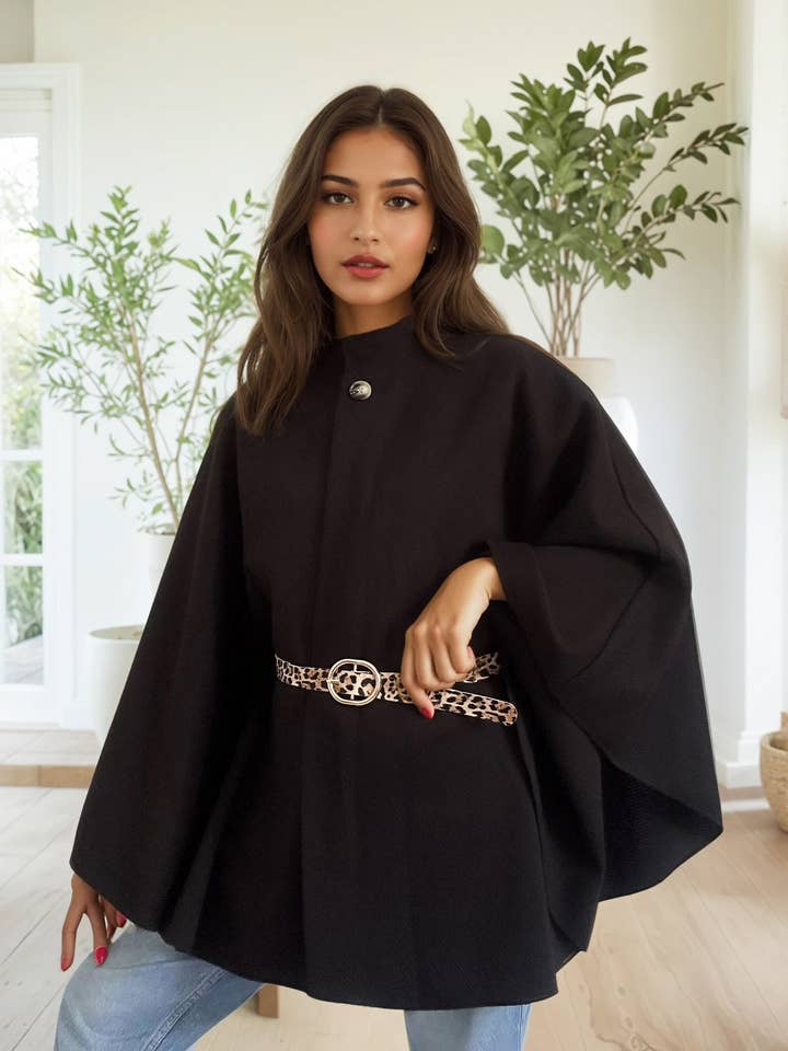 ZAFA PARIS - Wholesale Jacket - Women's - 58P7H17 Buttoned cape jacket with belt4