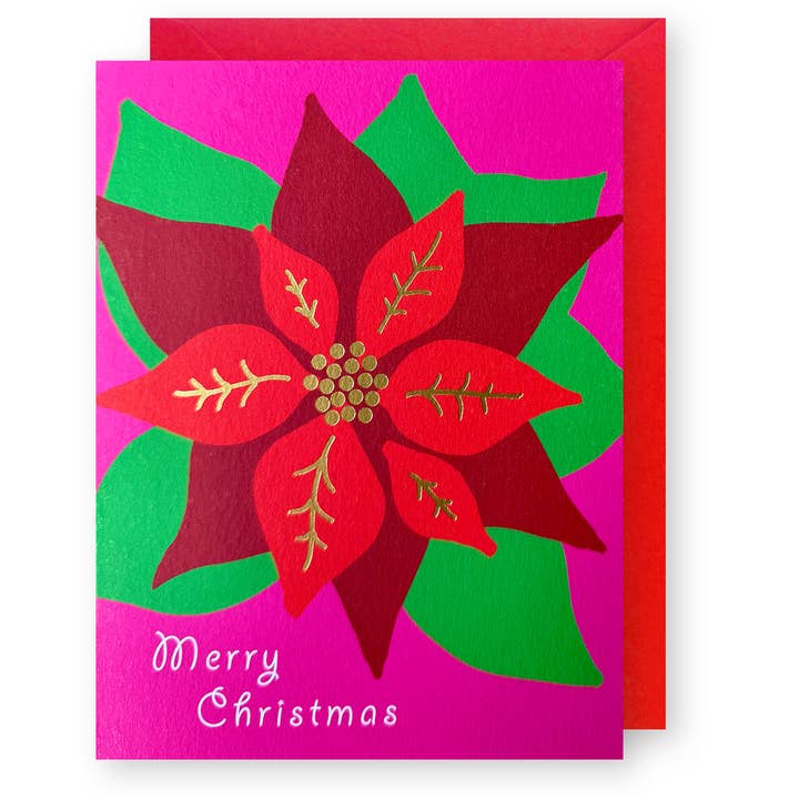 Poinsettia Christmas Cards (boxed set of 8) for wholesale by J.Falkner Cards
