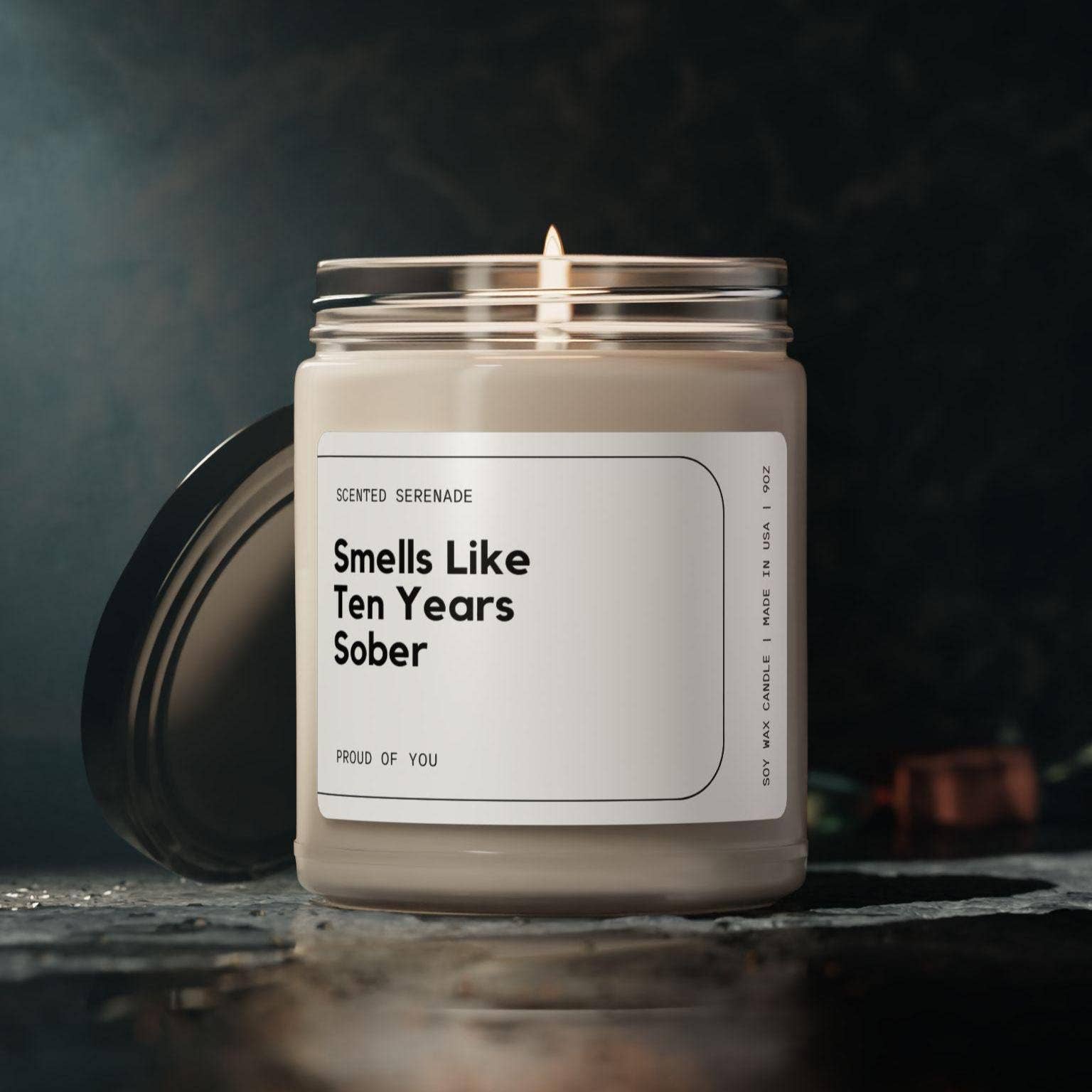 Scented Serenade - Wholesale Jar/Filled Candle - Ten Years Sober Anniversary Candle Sobriety Gifts0