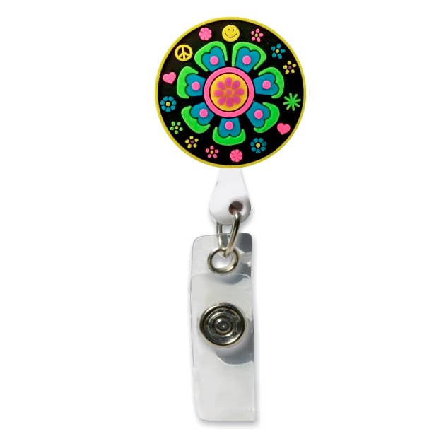 Retro Flower Sort gummi Badge Holder for engroshandel hos Smart Charms