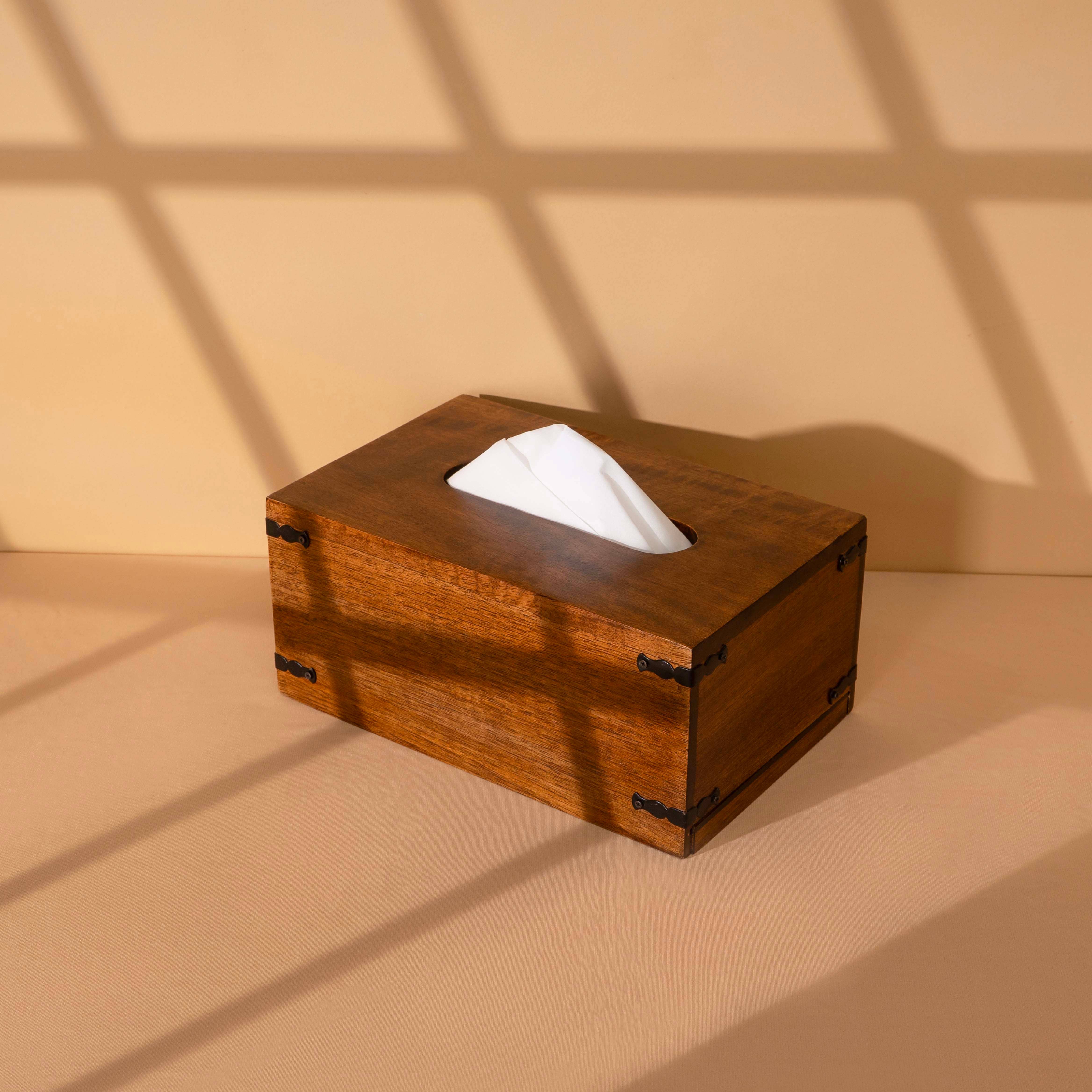LuxeDesigns Co LLC - Wholesale Tissue Box - Rustic Natural Mango Wood Tissue Dispenser - Rectangle8