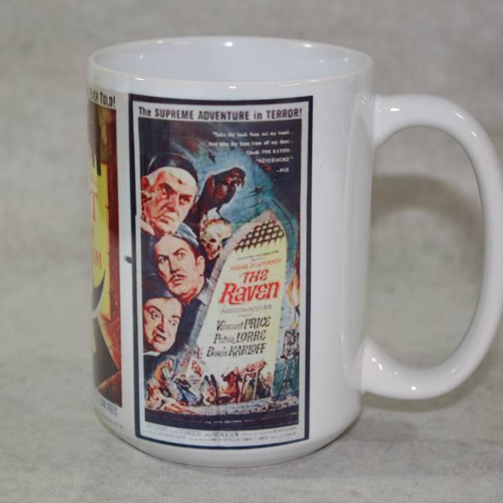 Raven Design - Wholesale Coffee mug - Edgar Allen Poe Movies Vincent Price and Bella Lugosi.2