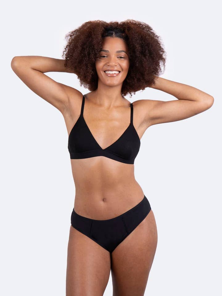 Calcinha fluxo ultra preta por atacado de Moodz