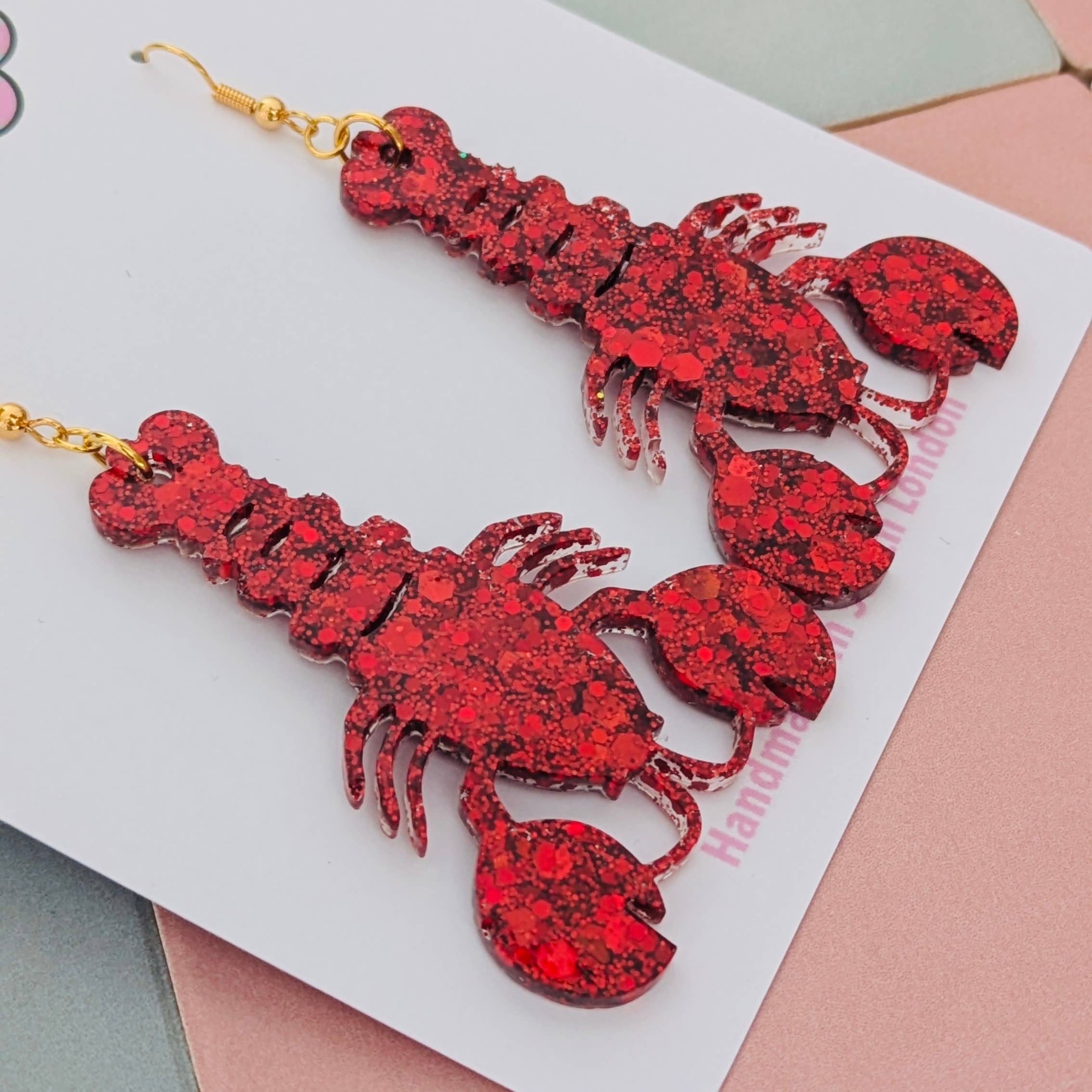 By Heather Filby - Wholesale Dangle Earrings - Large Lobster Glitter Earrings - Best Seller4