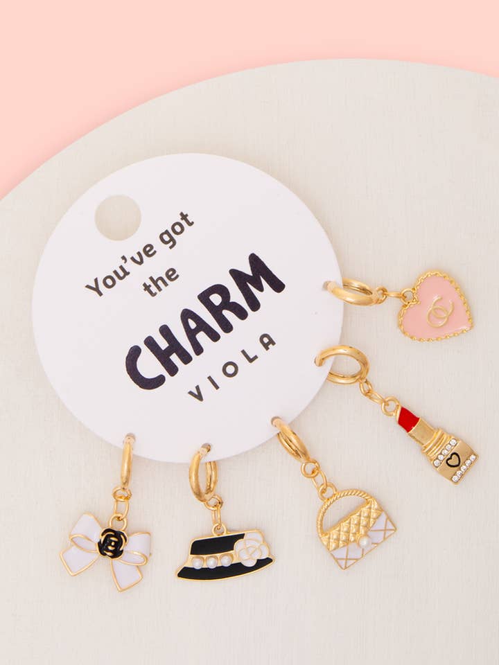 Fashionista Theme 5 Pc Charm Set for wholesale by SP Sophia Collection