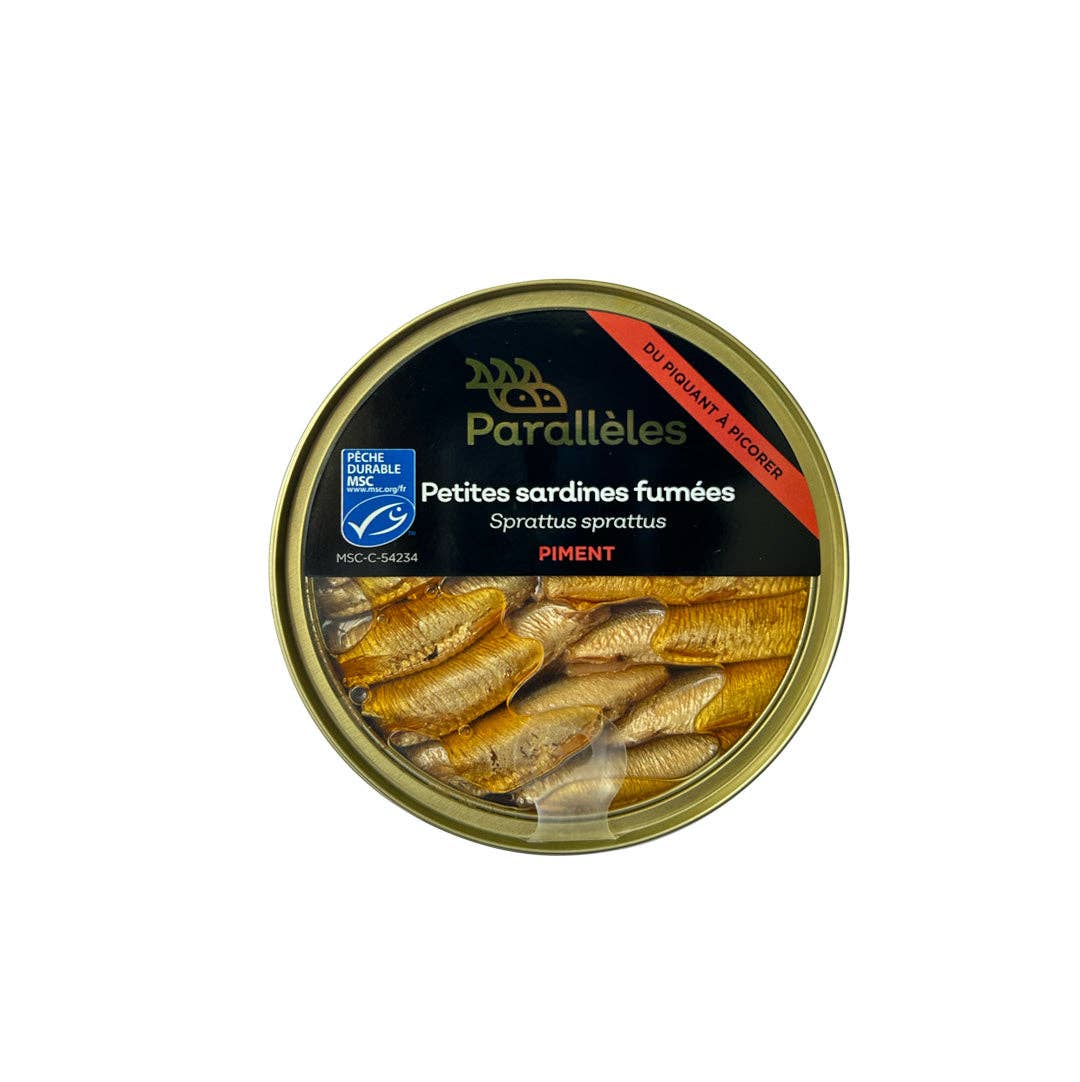 Conserves Parallèles - Wholesale Tinned Fish - MSC Smoked Small Sardines (Sprats) with Chili1