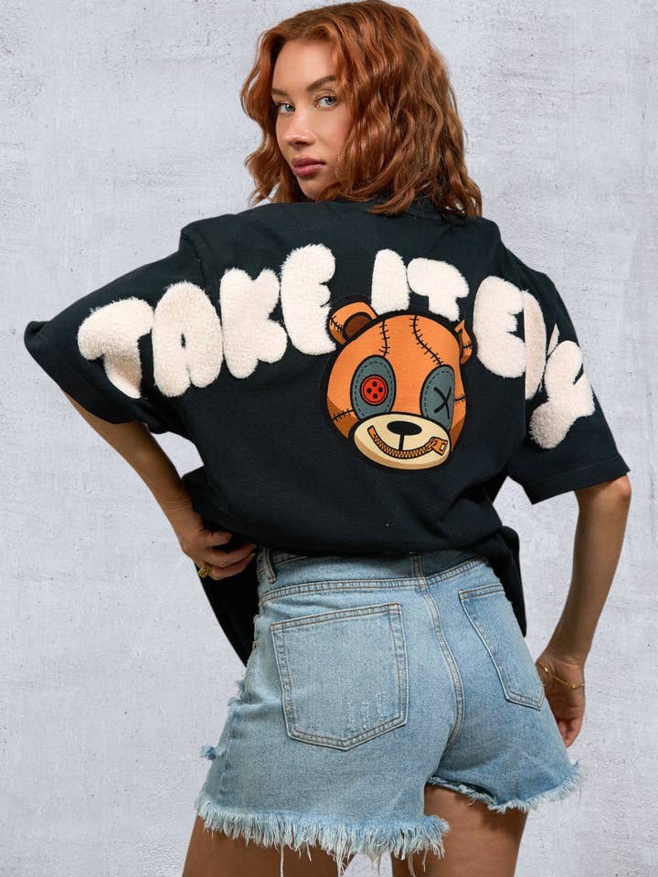 TAKE IT EASY Women oversized t-shirt for wholesale by Trio Urban