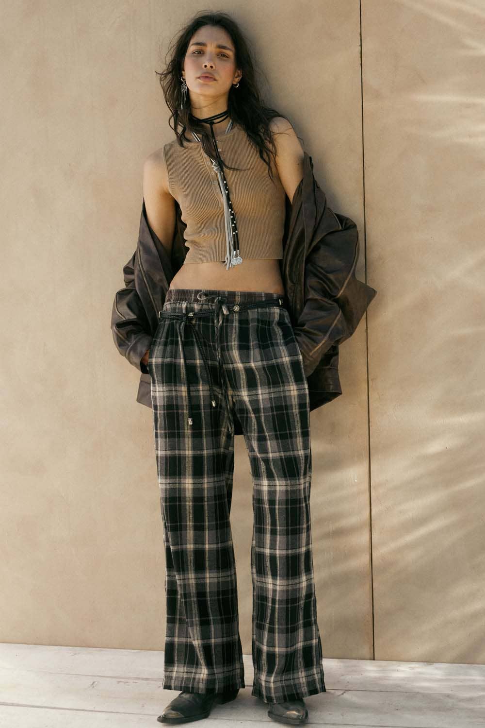 Promesa USA - Wholesale Pants - Women's - Plaid Flannel Wide-Leg Drawstring Pants3