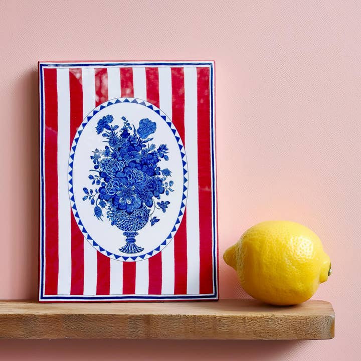 Reimagined by Anna Stark - Wholesale Art Print - 'Blue bouquet' ceramic wall art (small)0