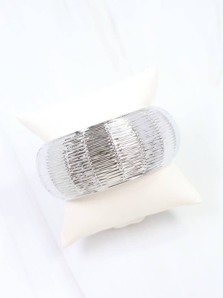 Coney Island Woven Hinged Bracelet Silver for wholesale by Caroline Hill