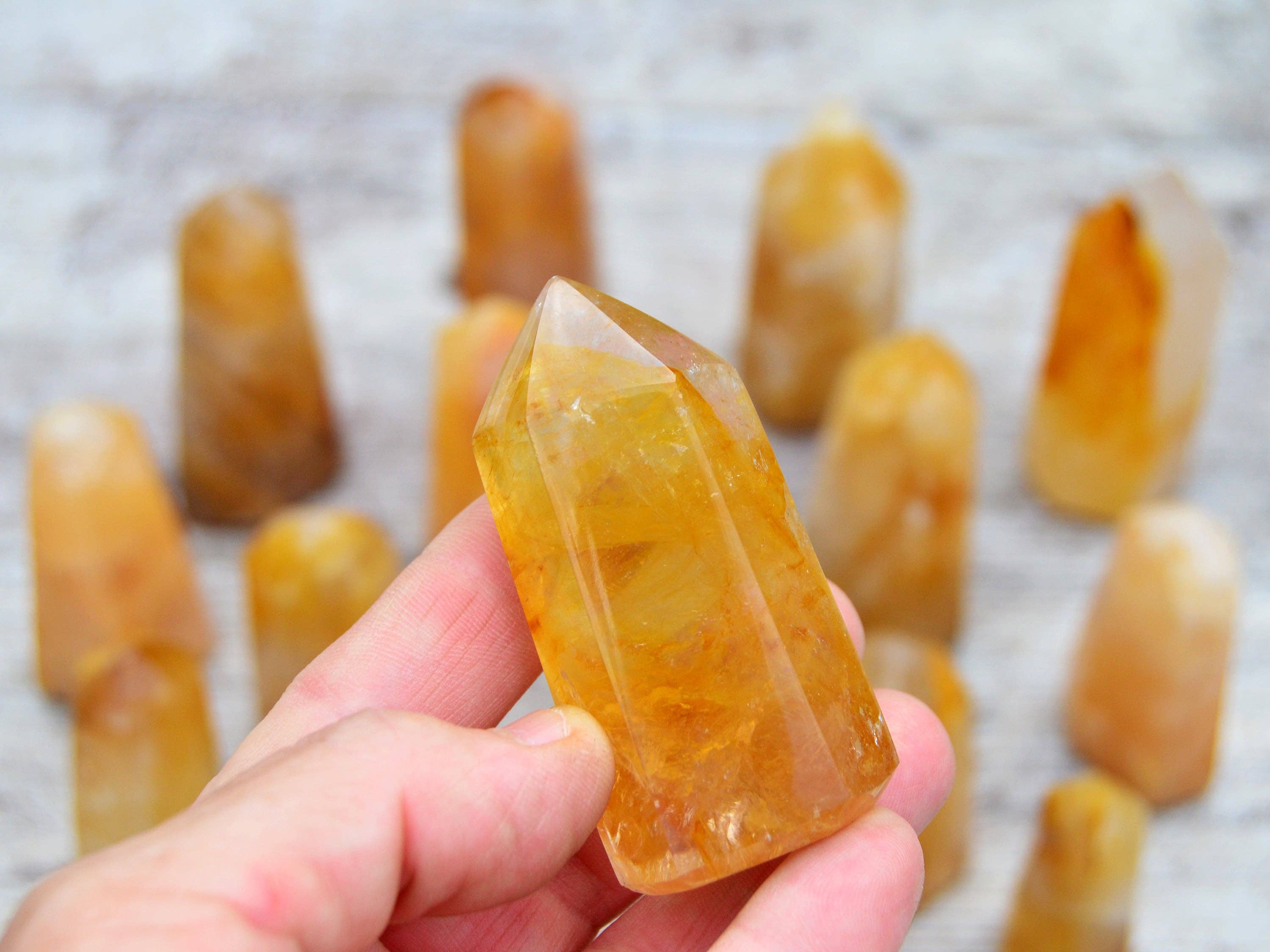 Kaia & Crystals - Wholesale Spiritual Stone/Crystal - Golden Healer Quartz Tower (6-10 Pcs) 1 Kg Yellow Hematoid4