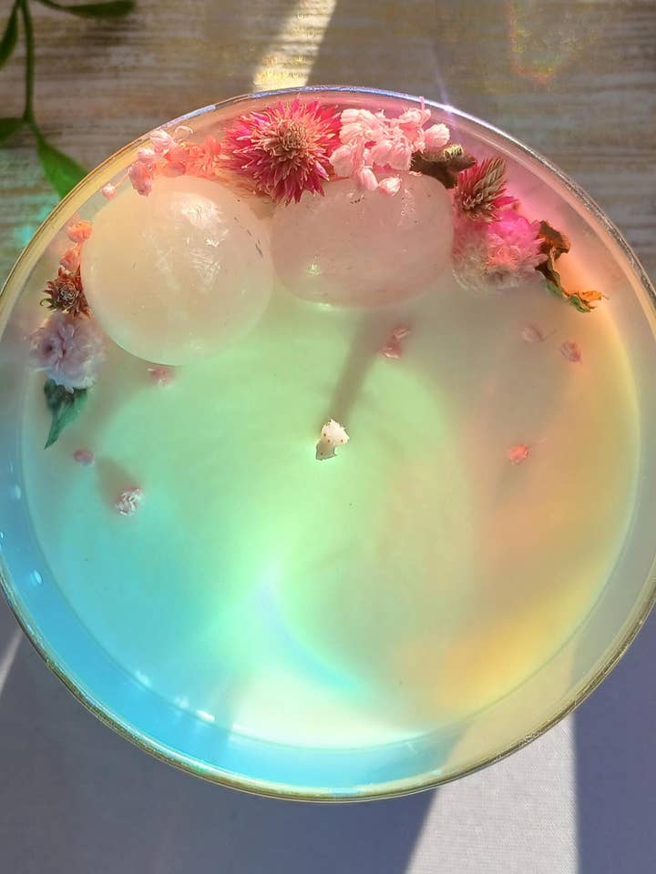 Angel Numbers Crystal Intention Candle with Healing Crystals for wholesale by moon and mantras