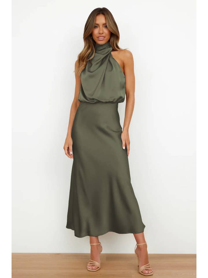 Sweetkama - Wholesale Dress - Women's - Ladies Eleganr Sleeveless Satin Midi Dress GQQT57