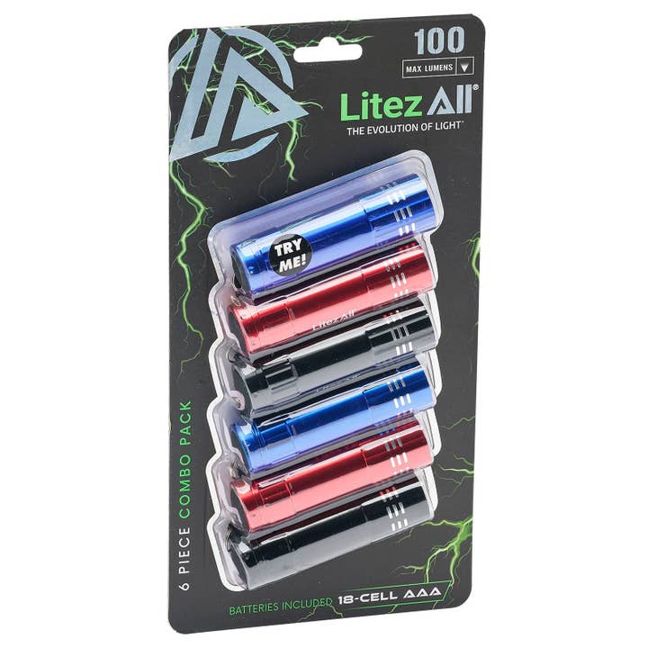 LitezAll - Wholesale Flashlight - LitezAll Aluminum Pocket Flashlight 6 Pack