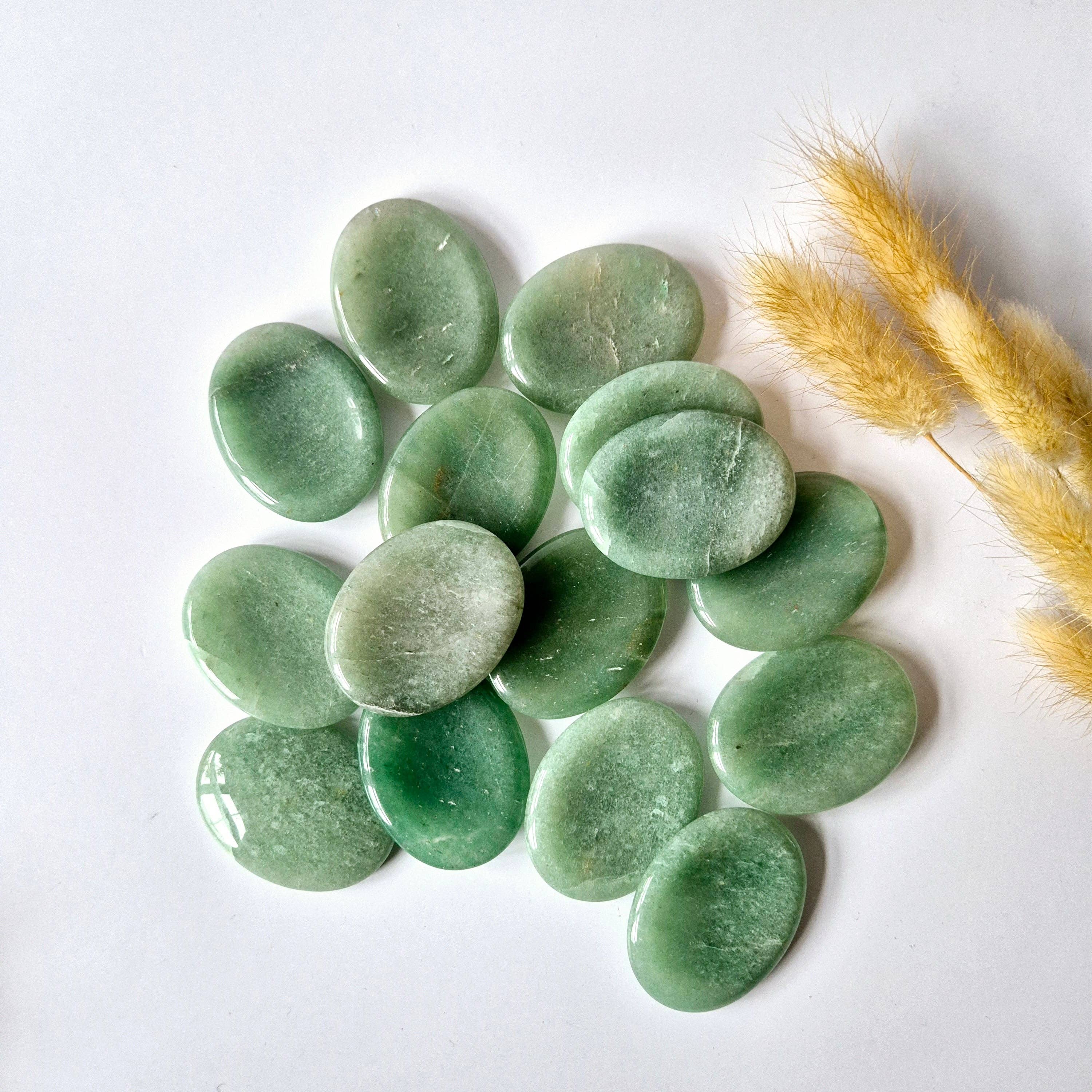 Moonlight Gemstones - Wholesale Spiritual Stone/Crystal - Gemstone Green Aventurine Thumb Stone / Worry Stone Pocket Stone Worry Stone1