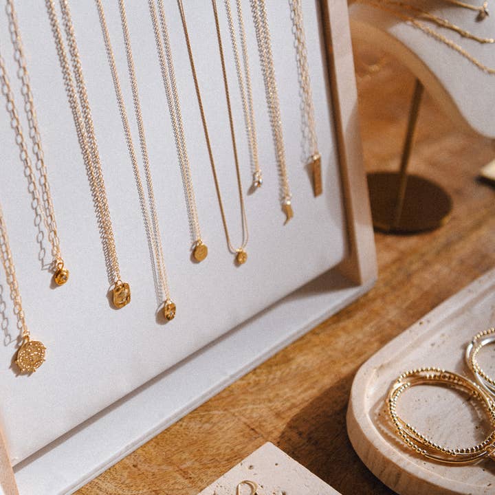 Cecelia Designs Jewelry - Wholesale Jewelry Stand & Display - Wooden Jewelry Display Stand with White Leatherette Panel0