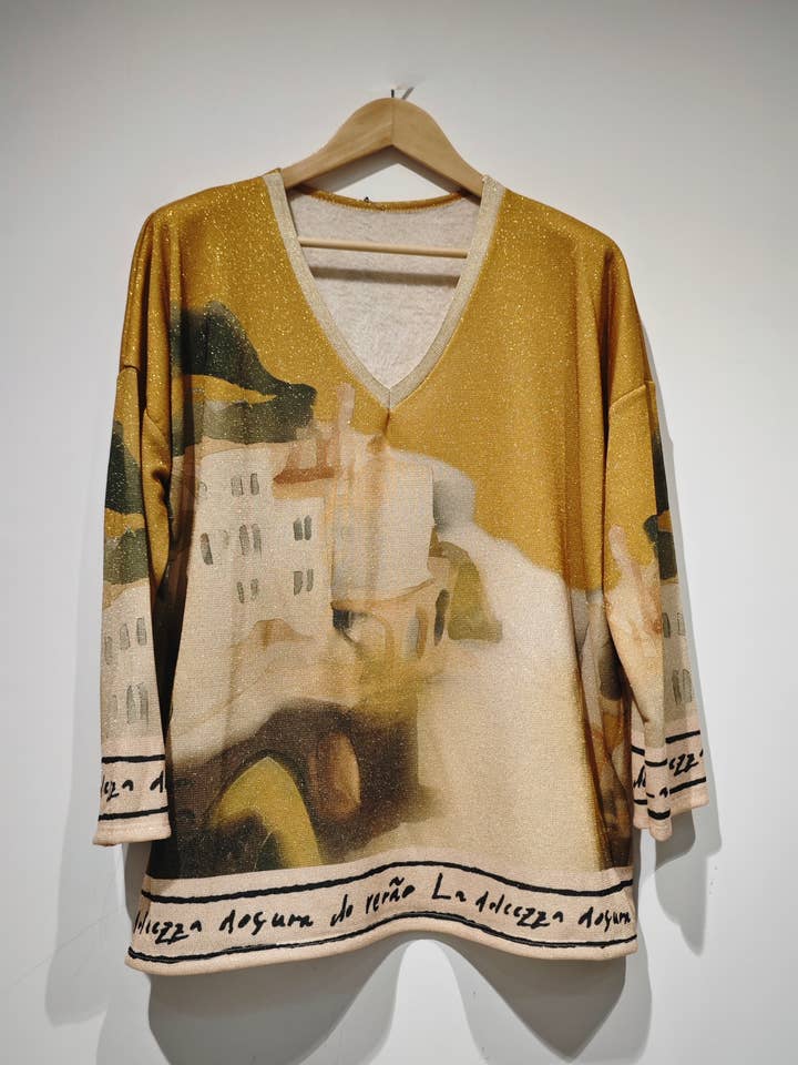 Gine lurex printed sweater for wholesale by Pomelo paris