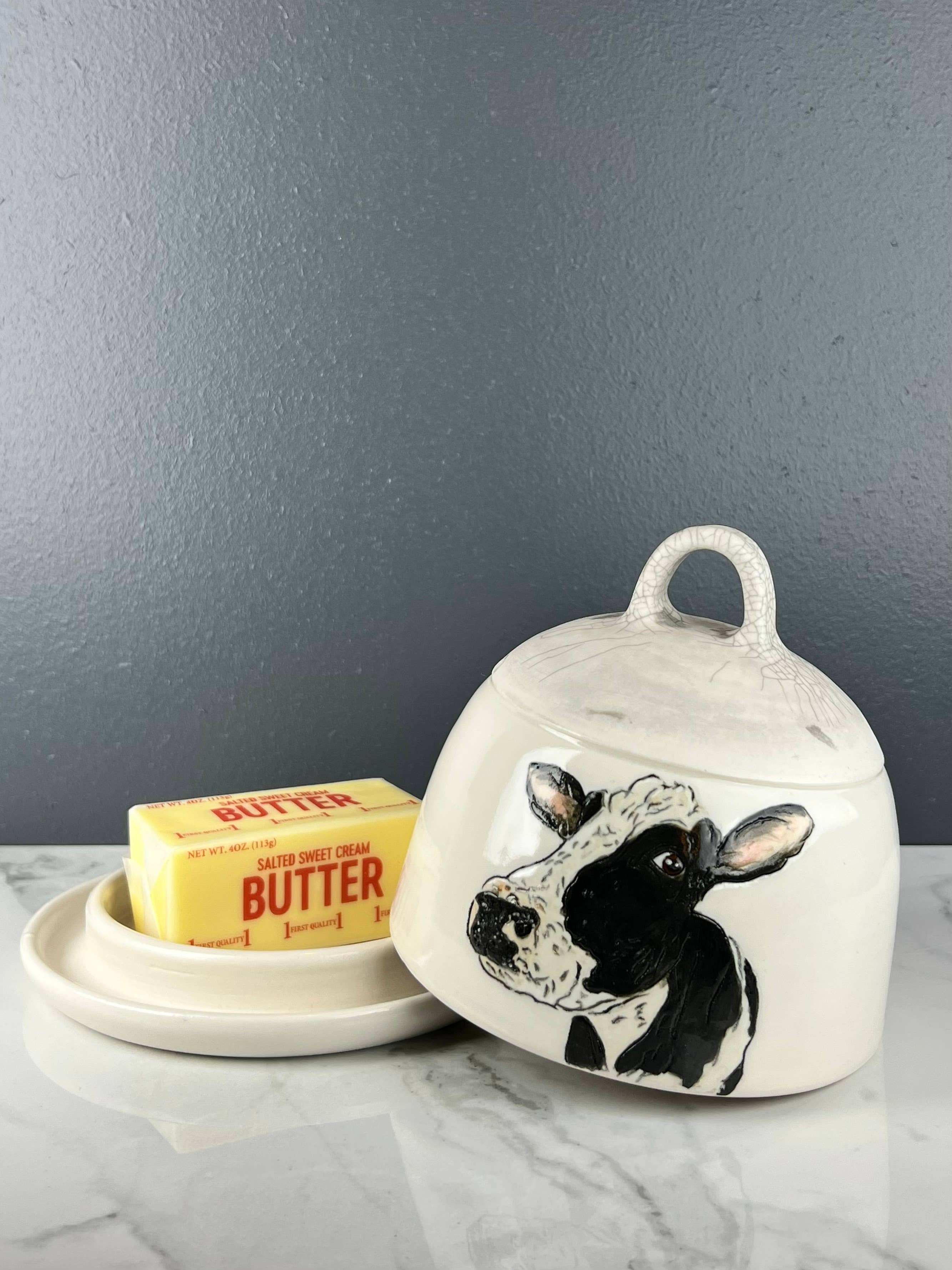 Lucy Nilan Studios - Wholesale Butter Dish - Black cow butter dish4