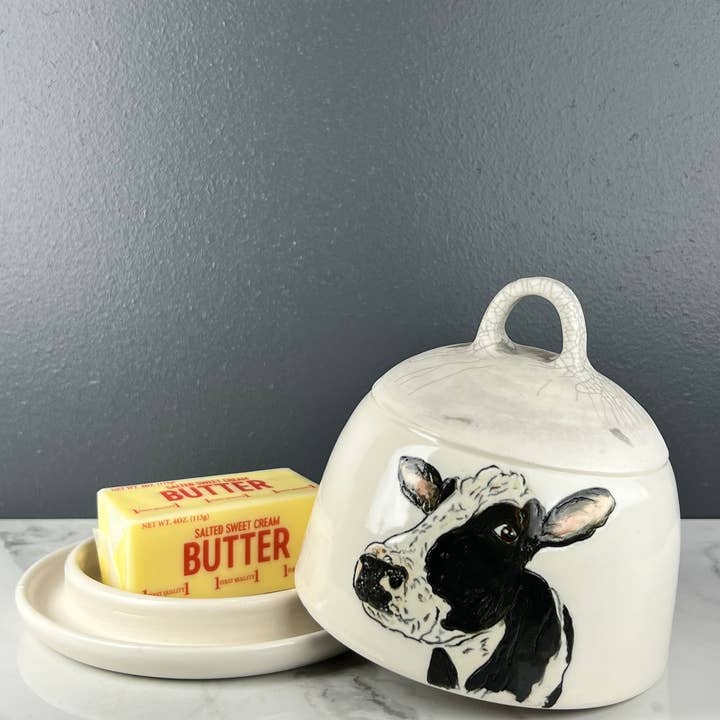 Lucy Nilan Studios - Wholesale Butter Dish - Black cow butter dish4