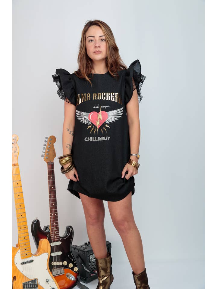 Negro Vestido de Mujer Vaquero Dua Alma Rockera de venta al por mayor en Faire