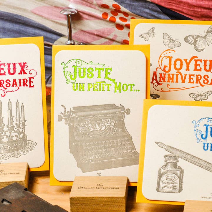 L'Atelier Letterpress - Wholesale Birthday Card - Letterpress Card Happy Birthday Cake, teal (with env.)5