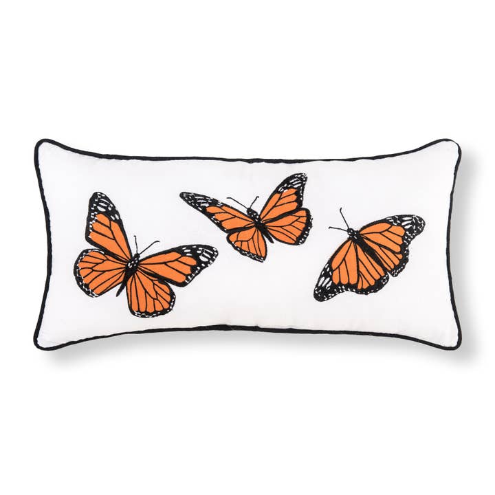 10" x 20" Monarch Buttery Trio Embroidered Throw Pillow for wholesale by C&F Home