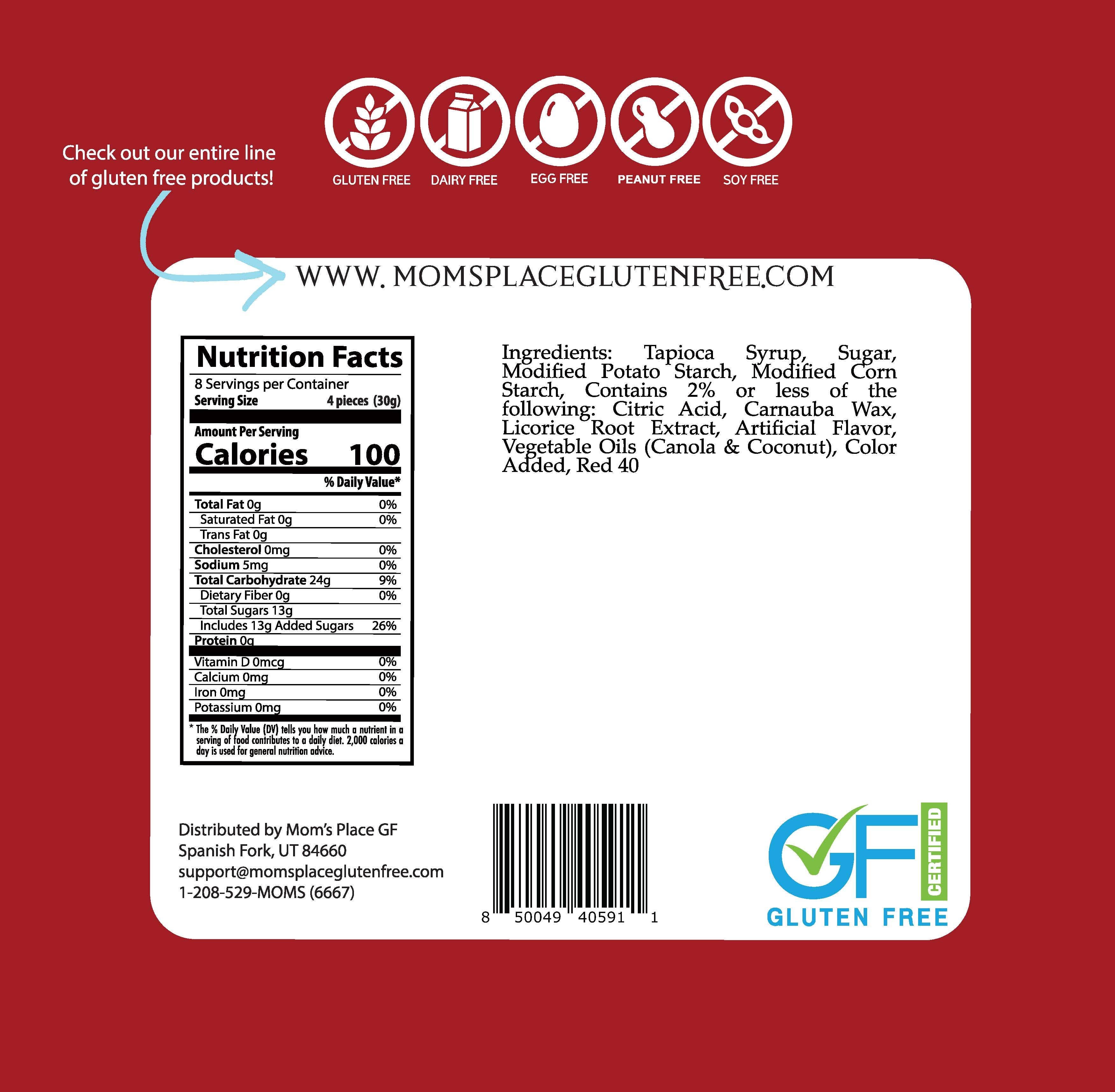 Mom's Place Gluten Free - Wholesale Licorice - Gluten-Free Red Licorice2