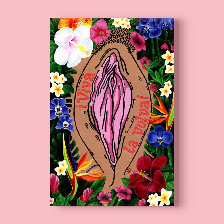 '¡Viva La Vulva!' Kunsttryk for engroshandel hos Deb Almond Art