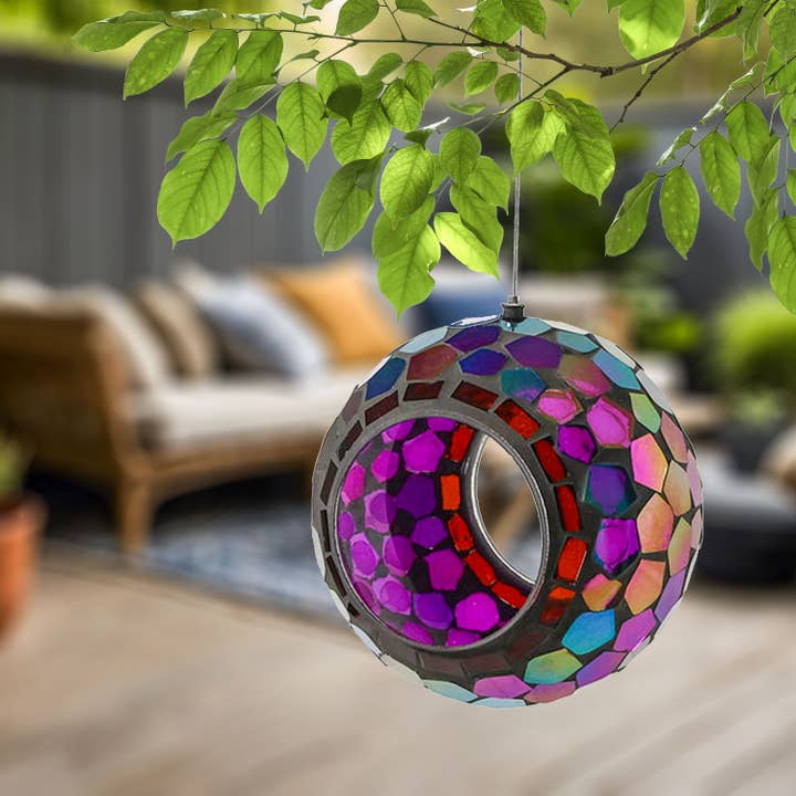 Sunnydaze Decor - Wholesale Bird Feeder - Round Mosaic Fly-Through Hanging Bird Feeder - 6 in - Purple11