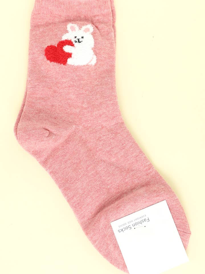 SP Sophia Collection - Wholesale Socks - Women's - Valentine Bunny Theme Comfort Novelty Socks