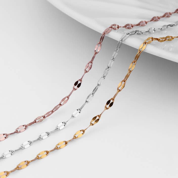 2mm Stainless Steel Lip Chain By The Foot for wholesale by WJW