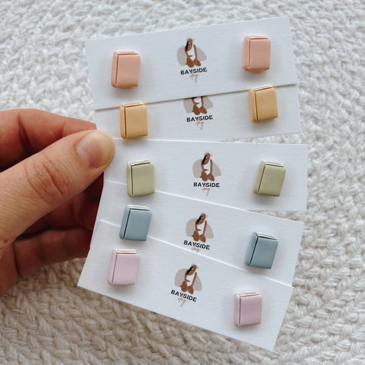 Bayside Clay - Wholesale Stud/Post Earrings - Pastel Book Studs | Clay Earrings | Bookish