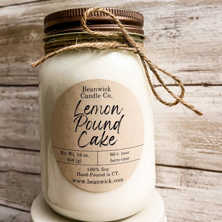 LEMON POUND CAKE Sojaljus i Mason Jar Unik gåva för wholesale av Beanwick Candle Co.