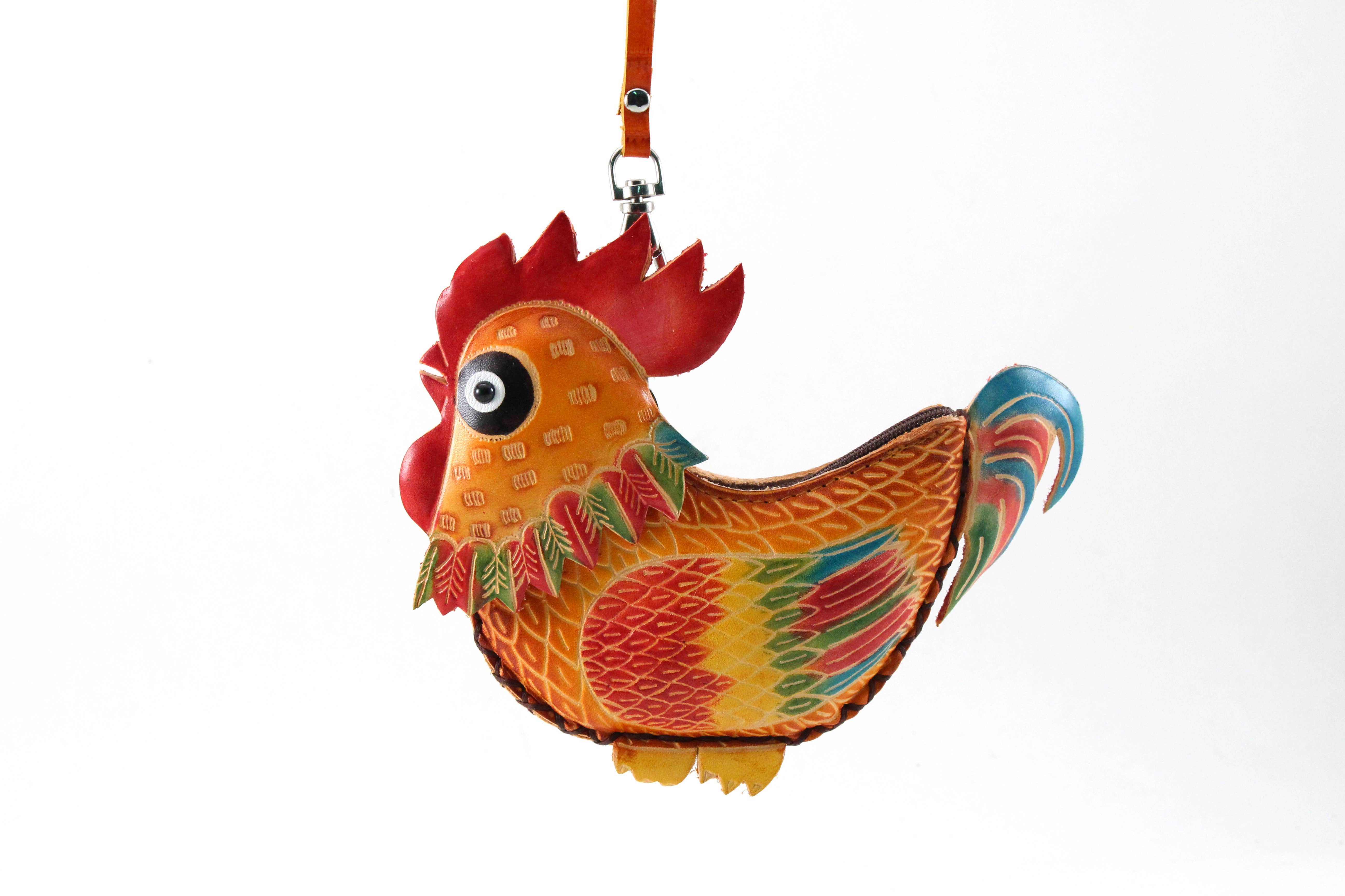 Sunflower Handmade leather inc - Wholesale Keychain - Unisex - Genuine leather Rooster coin purse key chain wallet2