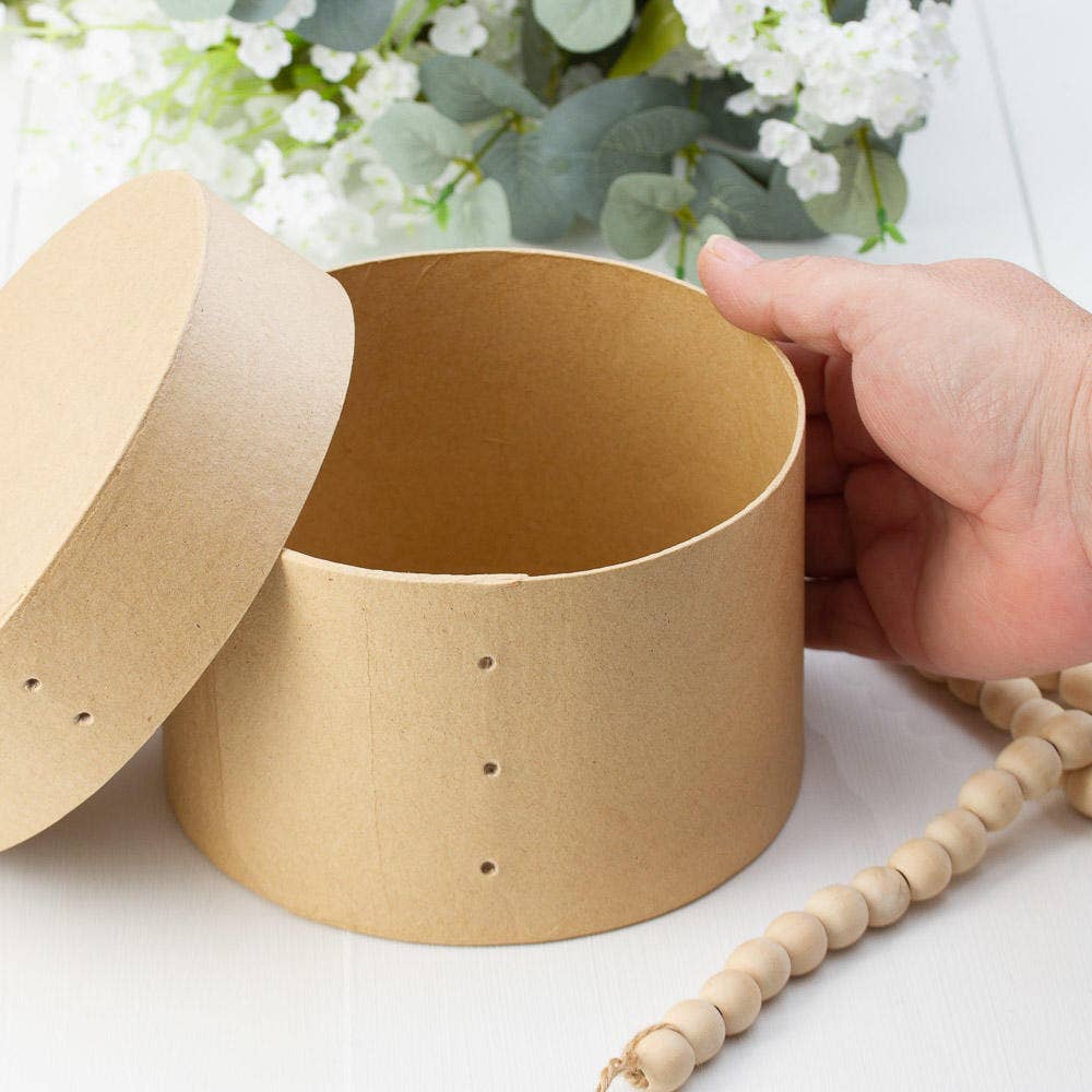 Factory Direct Craft - Wholesale Decorative Box - Shaker Style Round Paper Mache Band Box - 3-5/8" H x 5-7/8" 1
