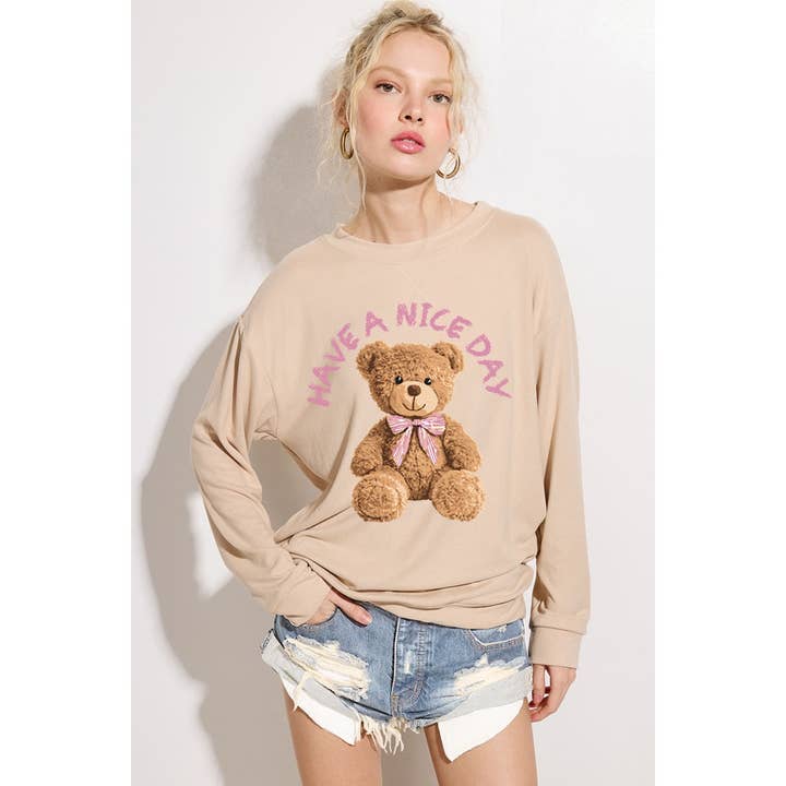 Phil Love - Wholesale Grafisch sweatshirt - Dames - Teddybeer Print Zachte Sweatshirts Losse Pasvorm Top5