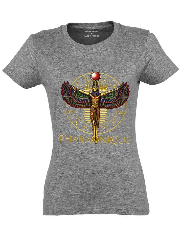 T-shirt donna Faraonica Nefertiti Grigio per la vendita all'ingrosso da parte di Pharaonique