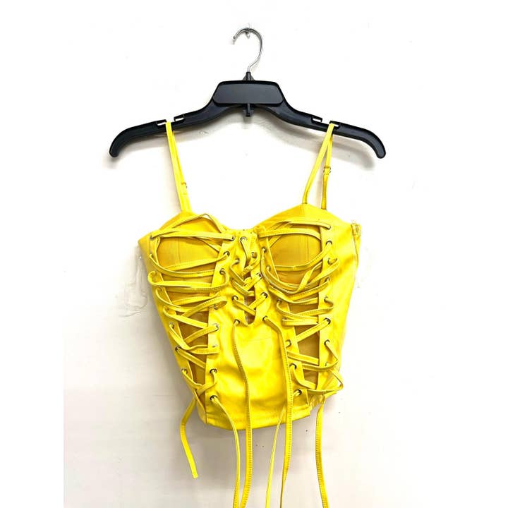 T6698 KORSETT I KONSTLÄDER MED SPAGETTIBAND för wholesale av Uptown Apparel