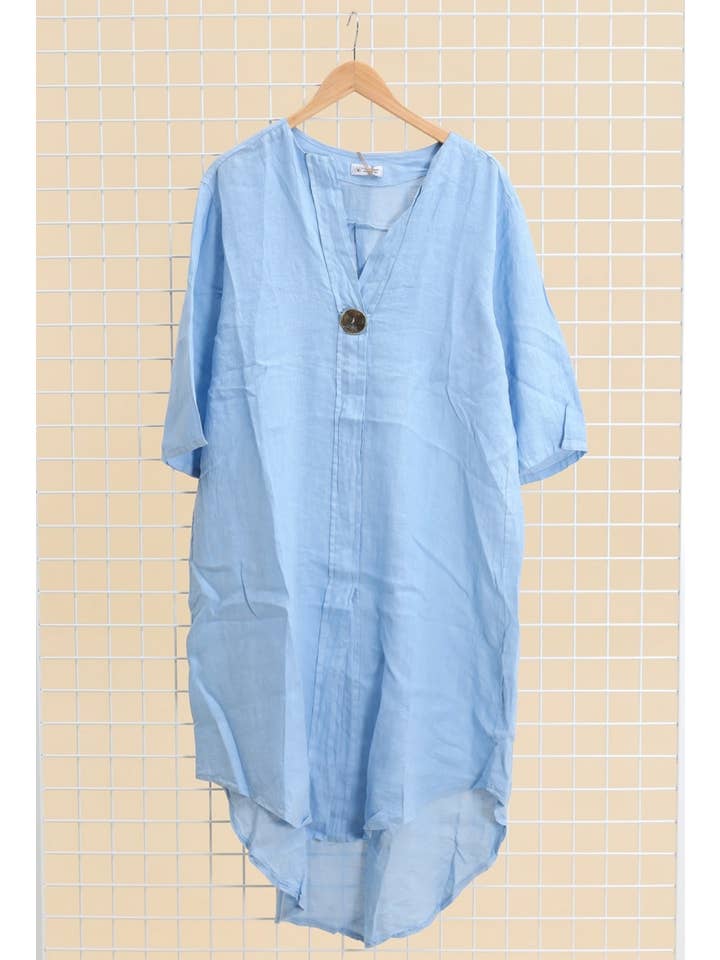 LÉA & LUC - Vente Robe – femme - Robes en 100% Lin avec un bouton REF. 55478