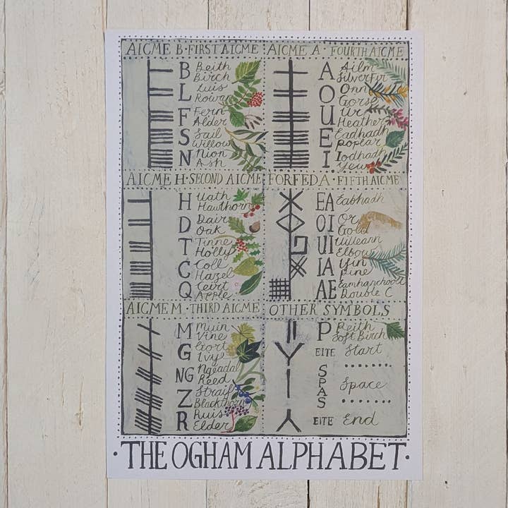 Poster de Impressão do Alfabeto Ogham por atacado de Driftwood Designs