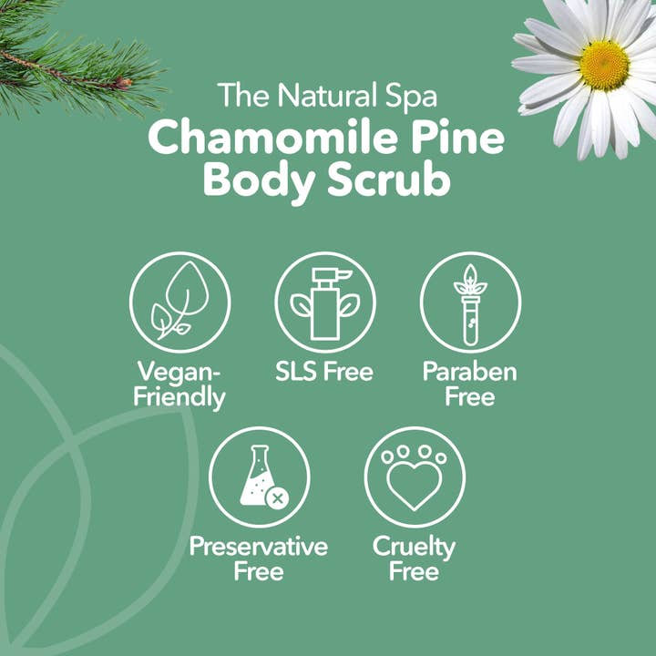 The Natural Spa Cosmetics - Wholesale Body Scrub/Exfoliant - Chamomile Pine 200g Body Scrub - Exfoliator - Vegan Skincare